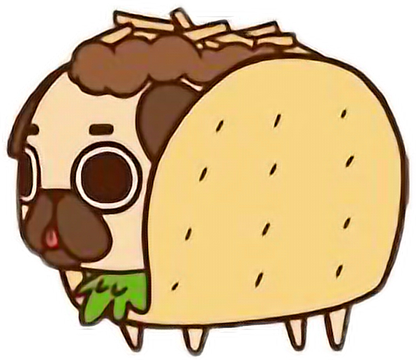 Cute Kawaii Pug Chibi Food Tacofreetoedit - Puglie Pug Taco (596x516)