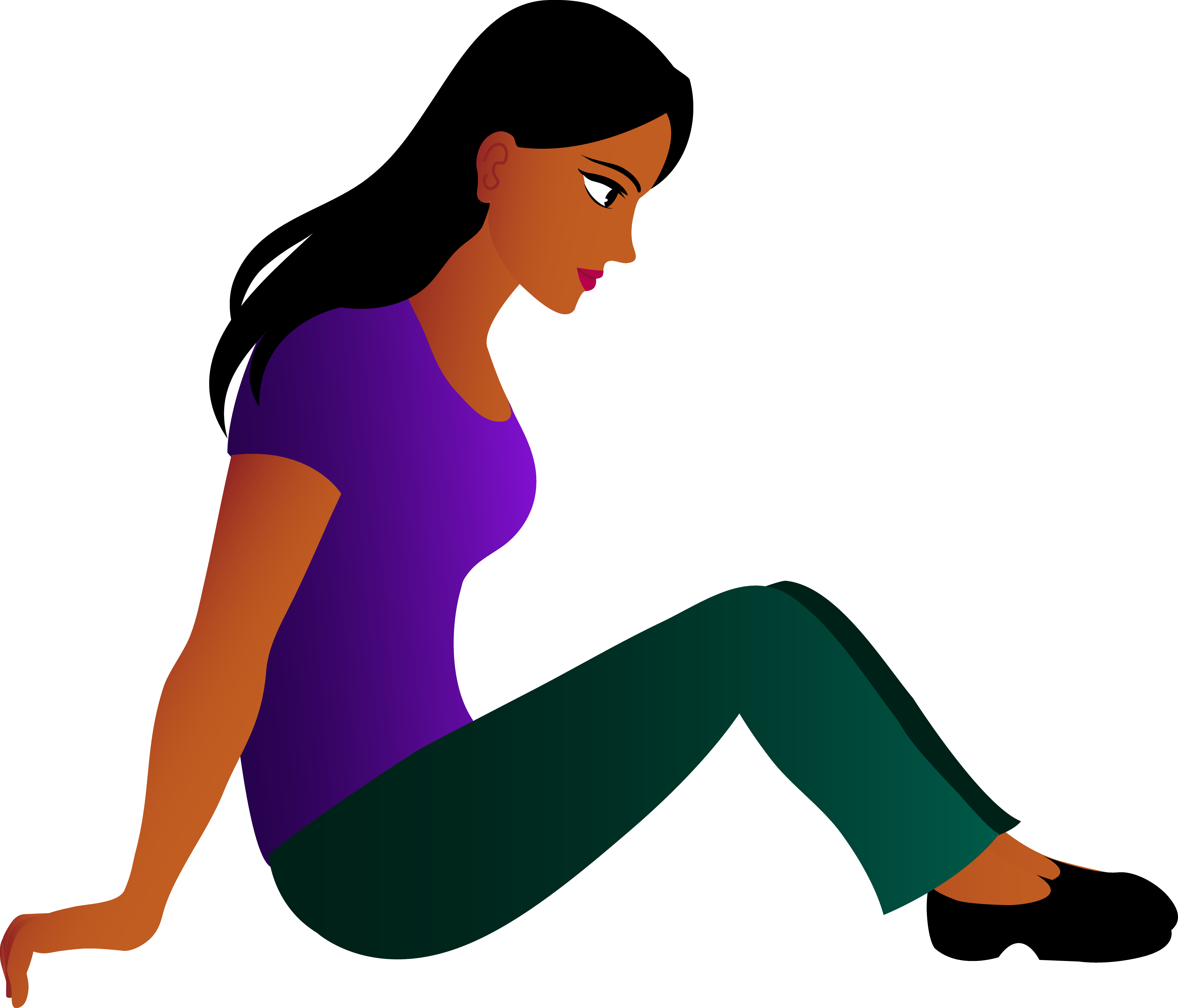 Woman Clip Art - Person Sitting Clipart (5009x4289)