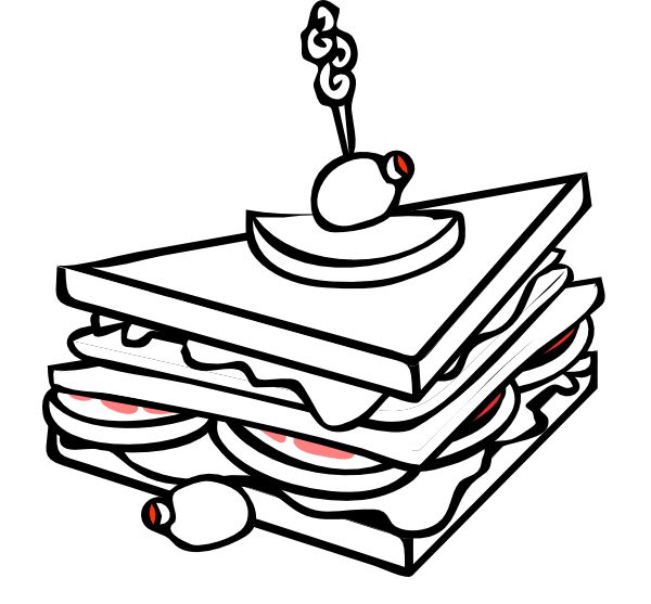 Sandwich 20clipart - Sandwich Cartoon Black And White (1280x1187)