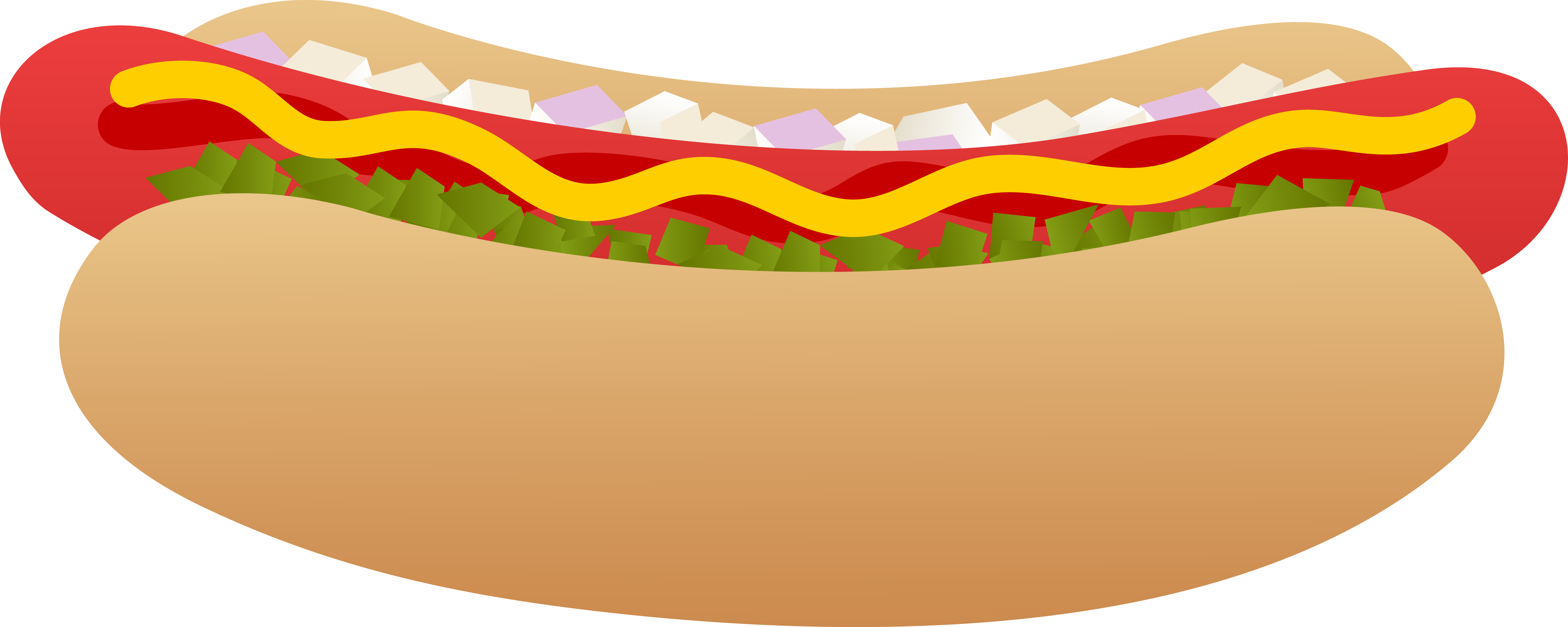 Hot Dog Sandwich Clipart - Hot Dogs Clip Art (7846x3137)