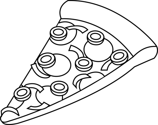 Combo - Clipart - Slice Of Pizza Black And White (550x436)