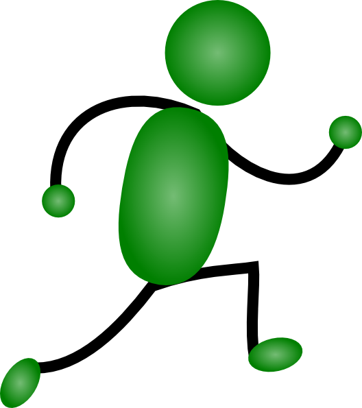 Green Jogging Man Clip Art At Clker - Stick Man Running (528x595)