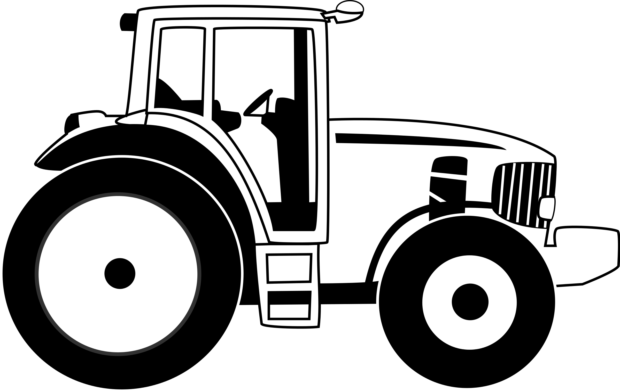 John Deere Tractor Clip Art Clipart - Tractor Black And White (2400x1520)