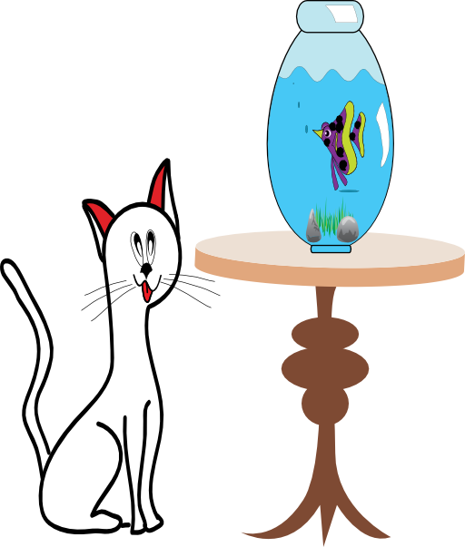 Pet Clipart Fish Bowl - Fish Bowl On Table Clipart (512x603)