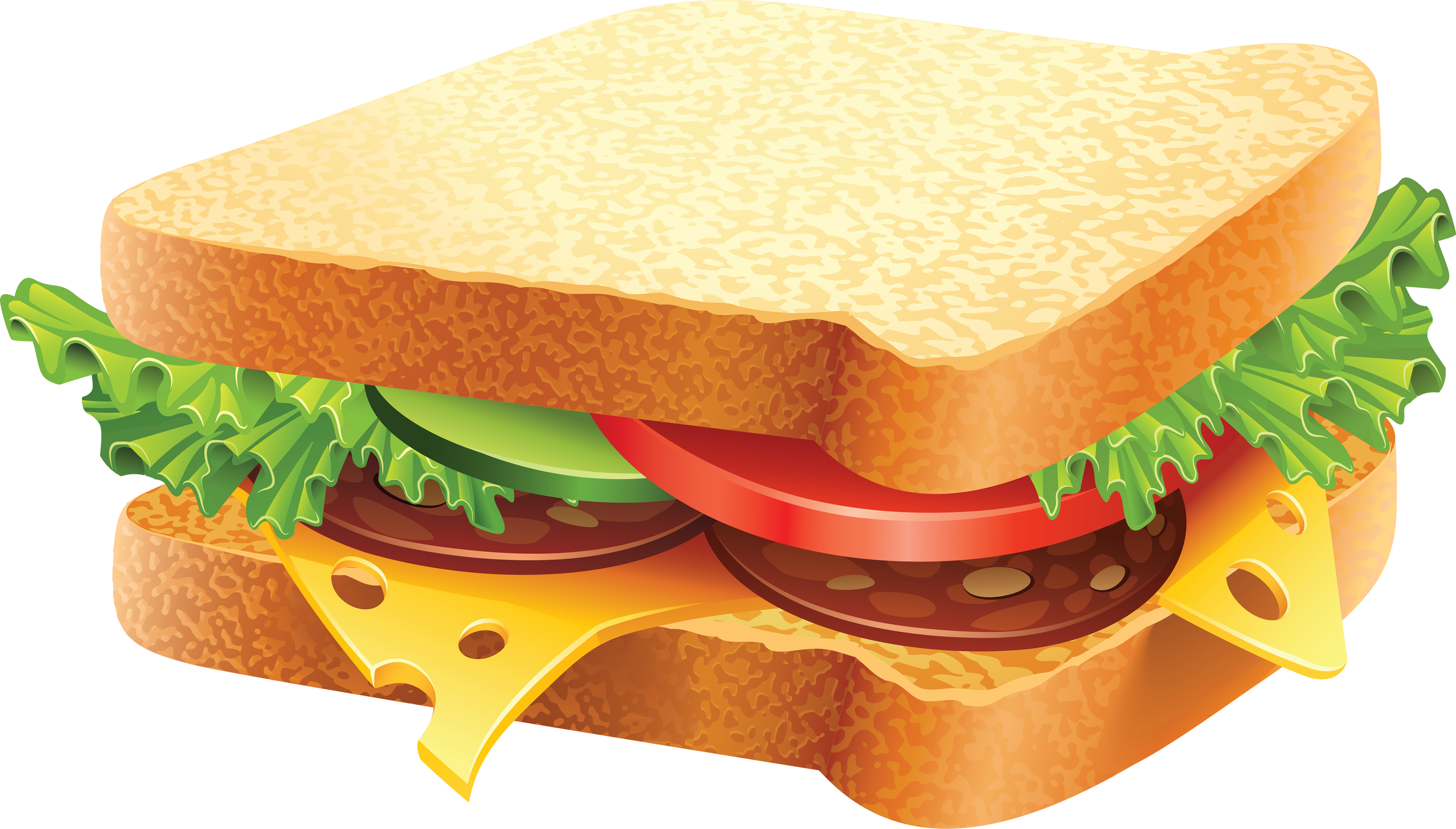 Sandwich Clip Art Free - Food Vector (3485x1984)