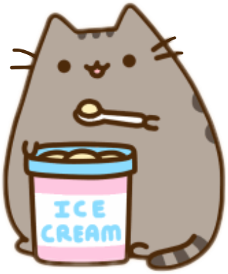 Pusheen Cat Icecream Cold Hot Yummyfreetoedit - Pusheen Eating Ice Cream (327x394)