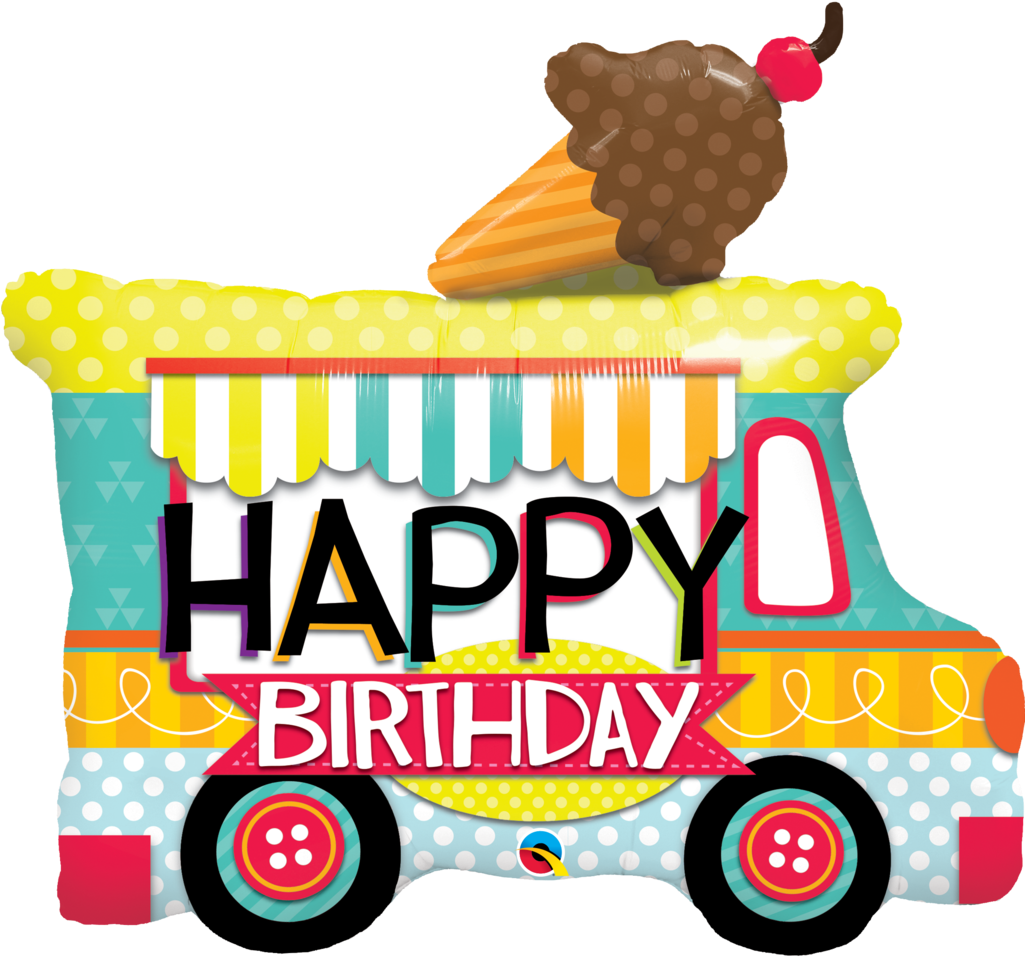 Adorable Ice Cream Truck Shaped Birthday Balloon - Happy Birthday Ice Cream (1025x957)