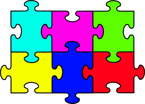 Jigsaw Puzzle Clipart - 6 Puzzle Pieces Clip Art (600x431)