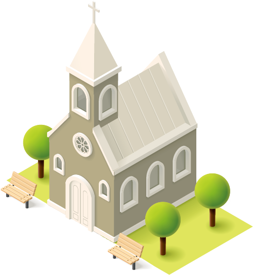 Christian Church Isometric Projection Illustration - Church Vector Isometric (567x567)
