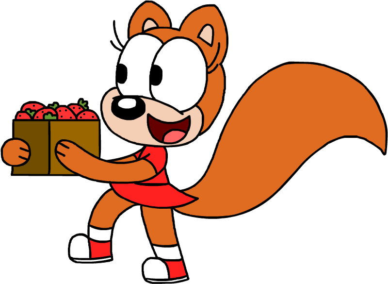 Squirrel And The Box Of Strawberries - Squirrel And The Box Of Strawberries (800x600)