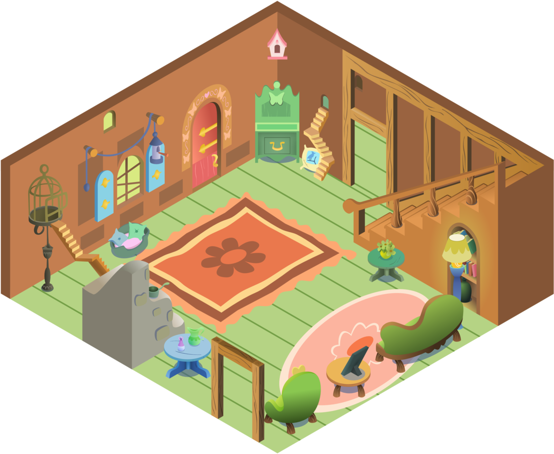 Ioverd, Building, Fluttershy's Cottage, Interior, Isometric, - Pony Fluttershy House (1280x905)