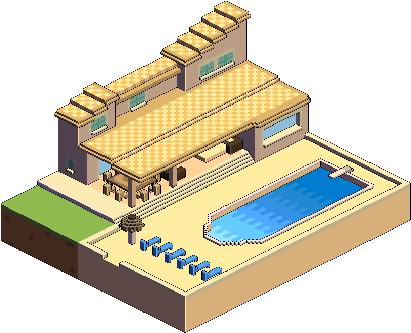 Isometric Pixel Villa By Pixelcod - Pixel Art (809x657)