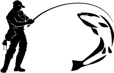 Fisherman Logo Fly Fishing Clip Art - Wall Vinyl Sticker Decals Mural Room Design Decor Pattern (600x450)