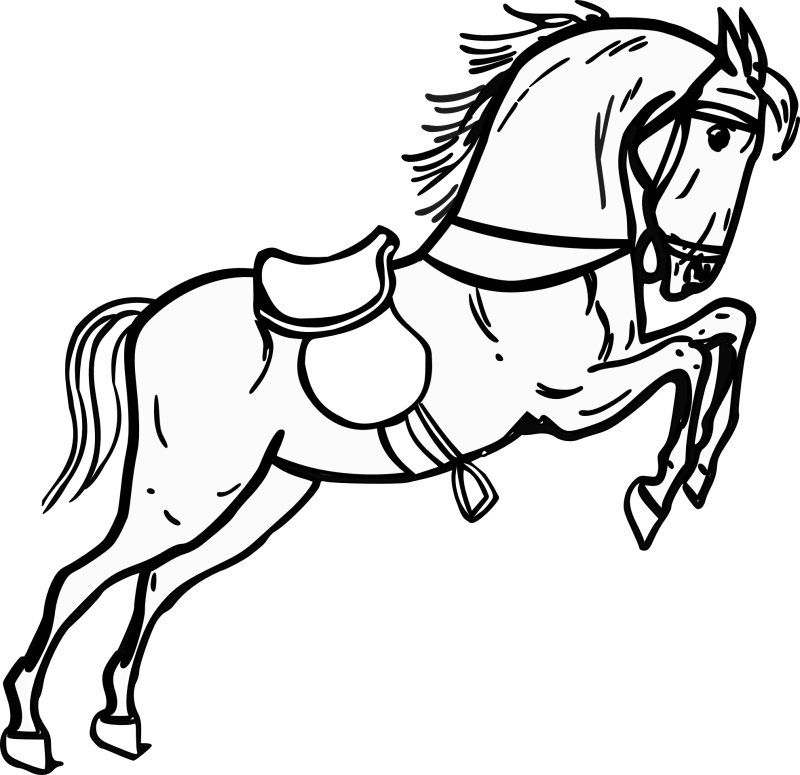 Pin Running Horse Clipart Black And White - Horse Black & White (800x775)