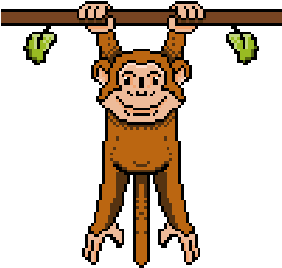 Monkey Hanging - Cartoon (400x400)