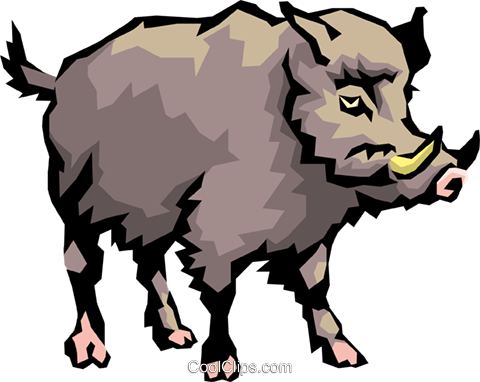 Wild Boar Royalty Free Vector Clip Art Illustration - Organisms Break Down Chemical Wastes (480x382)