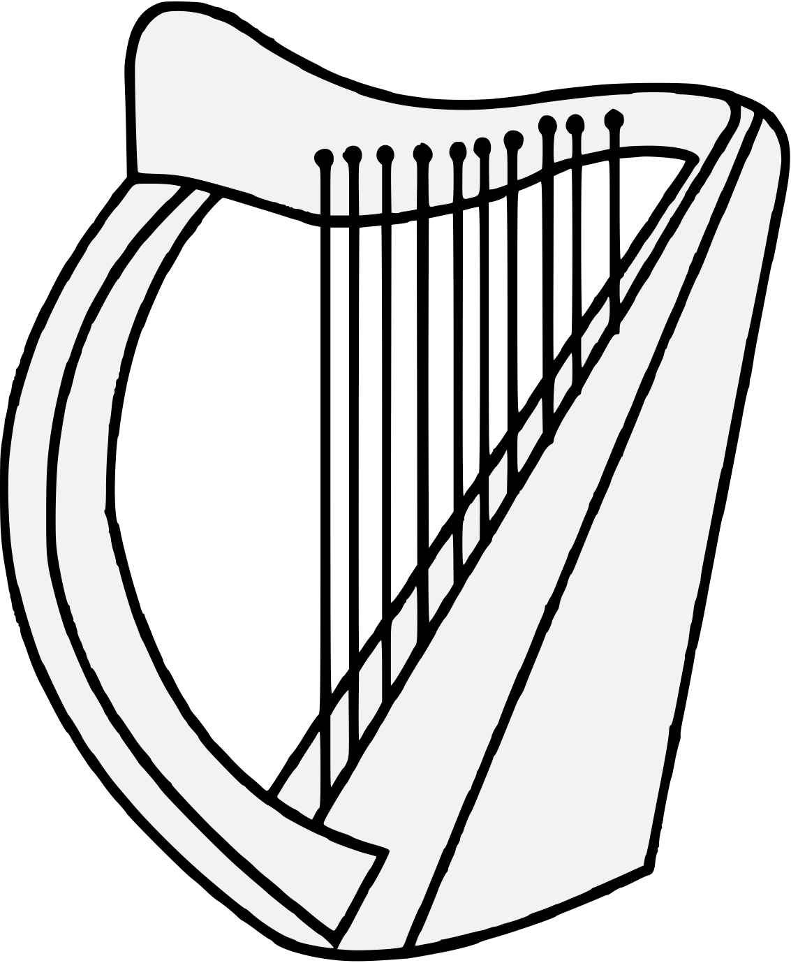 Charge Png, Svg, Pdf - Harp Heraldry (1133x1379)