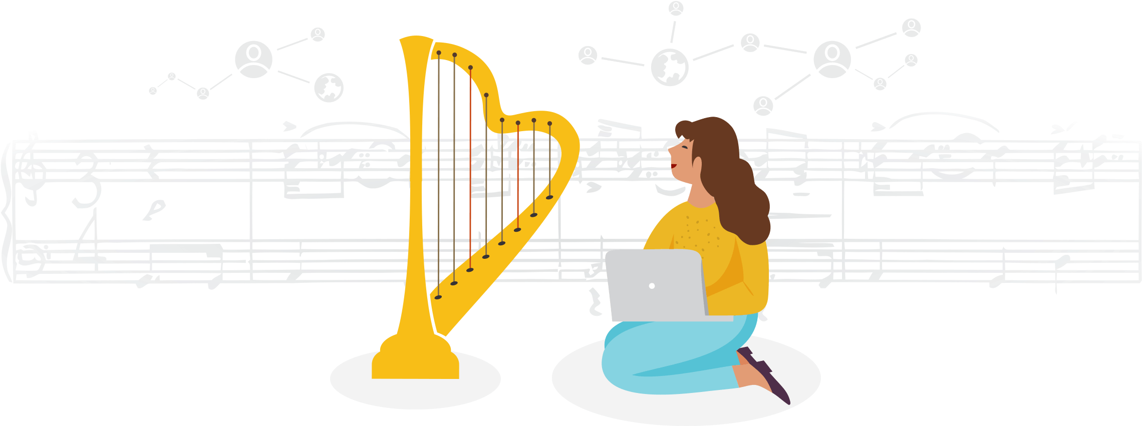 To Connect Harpists Worldwide, Lifting Each Other Up - Illustration (2296x851)
