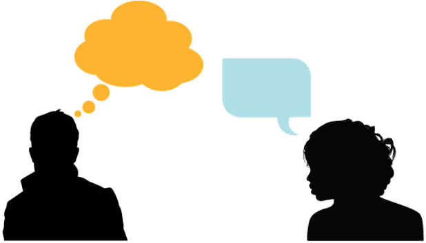 Speaking Heads And Speech Bubble - Head With Speech Bubble Png (656x399)