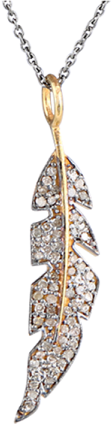 Fashionable Necklace With Feather Pendant Embellished - Pendant (650x650)