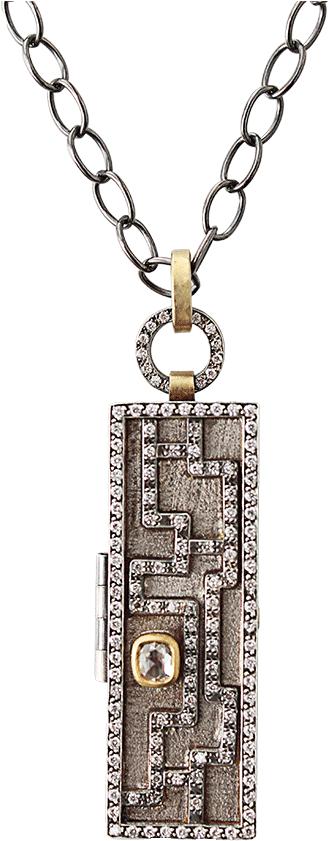 Mixed-metal And Diamond Maze Locket Pendant - Locket (960x960)