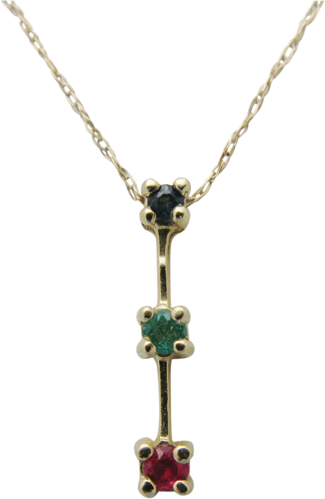 Delicate 10k Gold Sapphire Emerald Ruby Drop Pendant - Pendant (984x984)