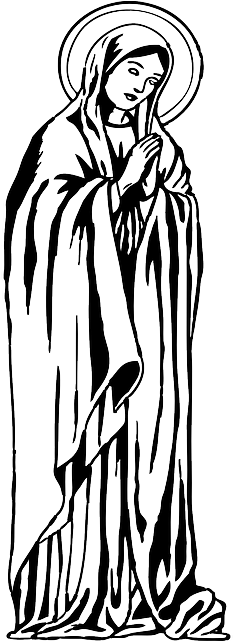 Religious Angel Clipart - Black And White Mary (320x640)