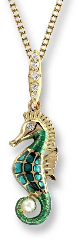 Nicole Barr Designs 18 Karat Gold Seahorse Necklace-green - Diamonds Green Turtle Necklace - 18k Gold 18 Inch (800x800)