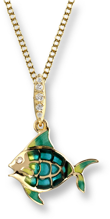 Nicole Barr Designs 18 Karat Gold Angel Fish Necklace-turquoise - Diamonds Turquoise Angel Fish Necklace - 18k Gold 18 (800x800)