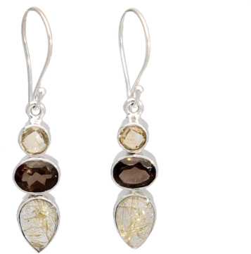 Yellow Rutile Smoky Quartz And Citrine Sterling Silver - Liachahla Smoky Quartz Earrings, Yellow Rutile Quartz, (500x500)
