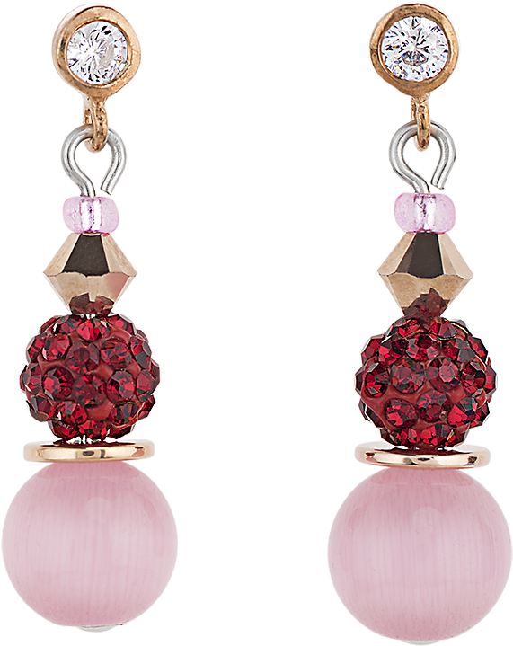 Timelessly Beautiful Earrings Hand-finished From Synthetic, - Coeur De Lion Red & Rose Crystal Pearl Earrings (1500x1500)