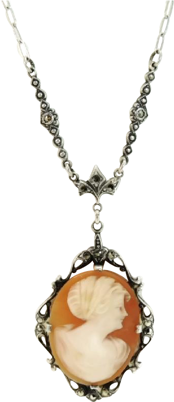Antique Silver Cameo Necklace Sterling Marcasite Art - Antique Cameo Necklace Sterling Silver Marcasite Art (788x788)