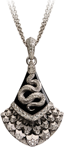 White Gold 18kt, Diamonds, Red Sapphires And Onyx - Necklace (758x566)