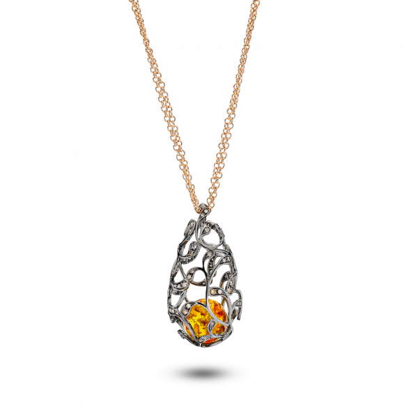 Necklace With Gold And Amber - Gold (580x580)