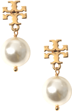 Tory Burch Logo Pearl Drop Earring Gold Women,tory - Earring (470x470)