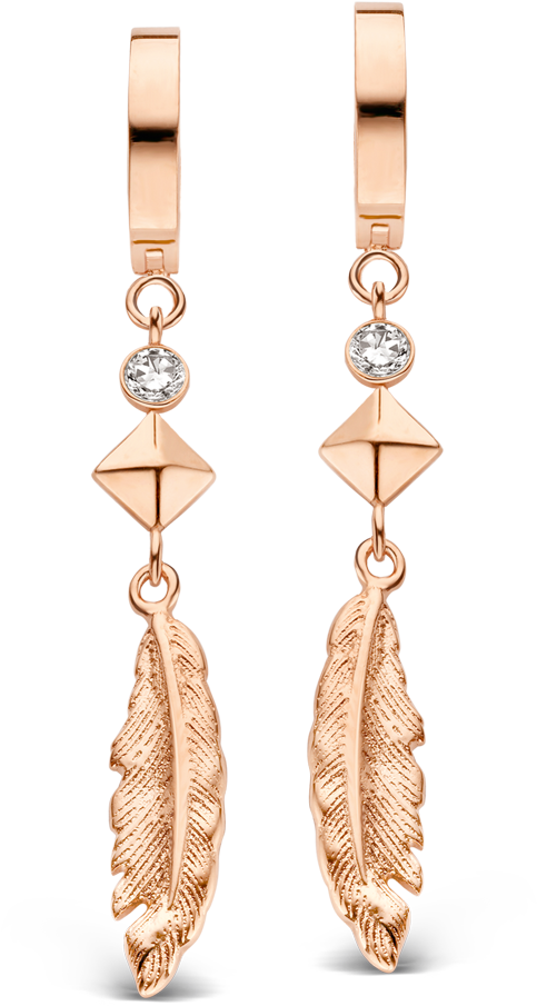 Feather Earrings Rosegold Toned - Earrings (1000x1000)