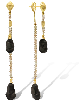18k Yellow Gold Earrings , 63 Brown Diamonds (4,9 Cts), - Earrings (498x498)