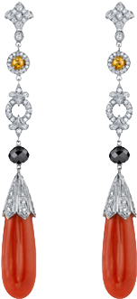 Neil Lane Diamond And Coral Earrings Set In Platinum, - .com (350x350)