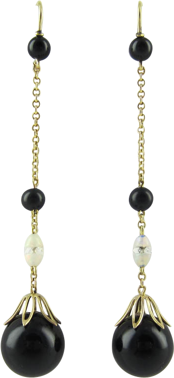 Art Deco Onyx Drop Earrings - Earrings (752x752)