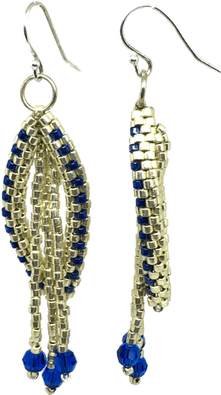 Blue And Silver Oval Chandelier Earrings - Earrings (600x600)