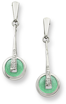 Sterling Silver Circle Stud Earrings-green - Nicole Barr Silver & Green Diamond Drop Earrings (350x350)