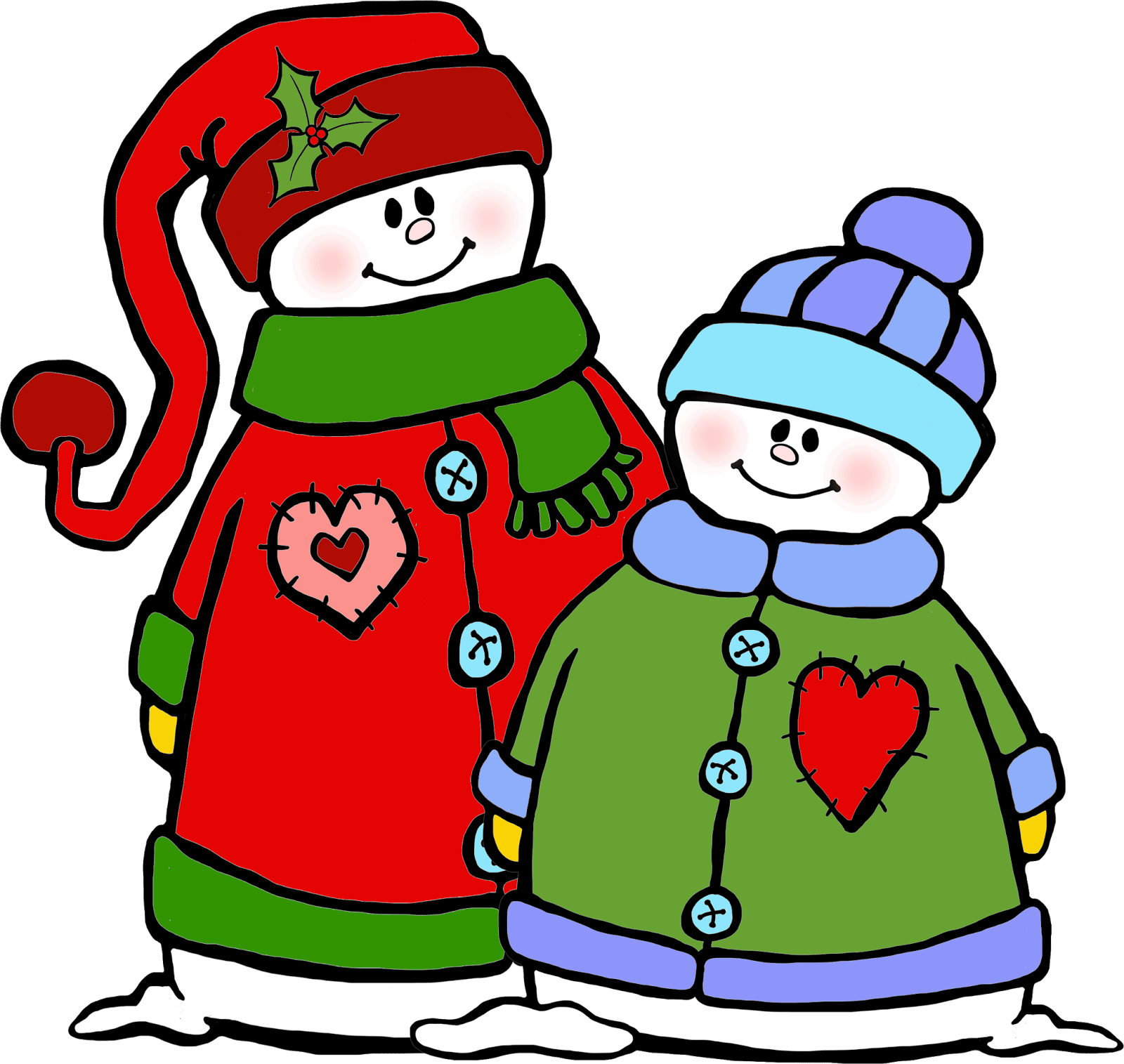 Funny Snowman Clipart - Two Snowman Clip Art (1600x1515)