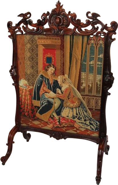 1860's American Rococo Rosewood Carved Fire Screen - Throne (646x646)