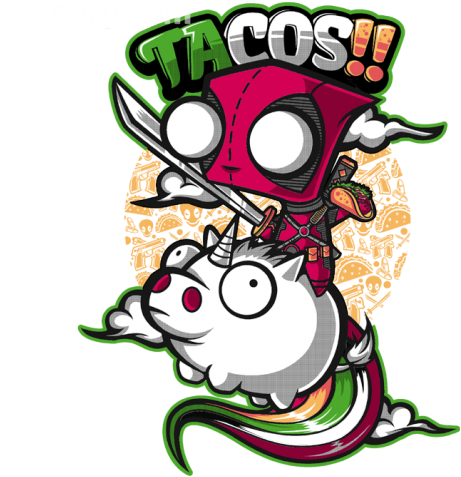 Deadpool, Gir, Tacos - Tacos And Unicorns Men Longsleeve (960x485)