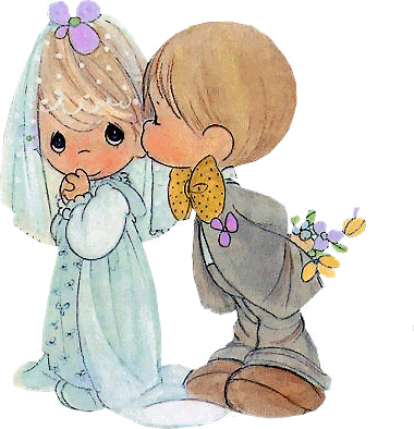 การ์ตูนน่ารักแต่งบล็อก - Pintura En Tela De Novios (380x394)