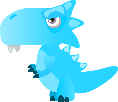Dinosaur, Cartoon, Dragon, Blue - Dinosaurio Dibujo Png (392x340)