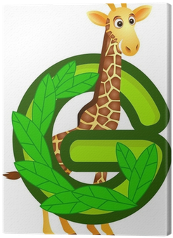 Animal Alphabet G With Giraffe Cartoon Canvas Print - G For Giraffe (400x400)