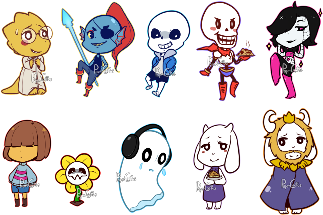 Undertale Characters By Papercactus - All Main Undertale Characters (1094x730)