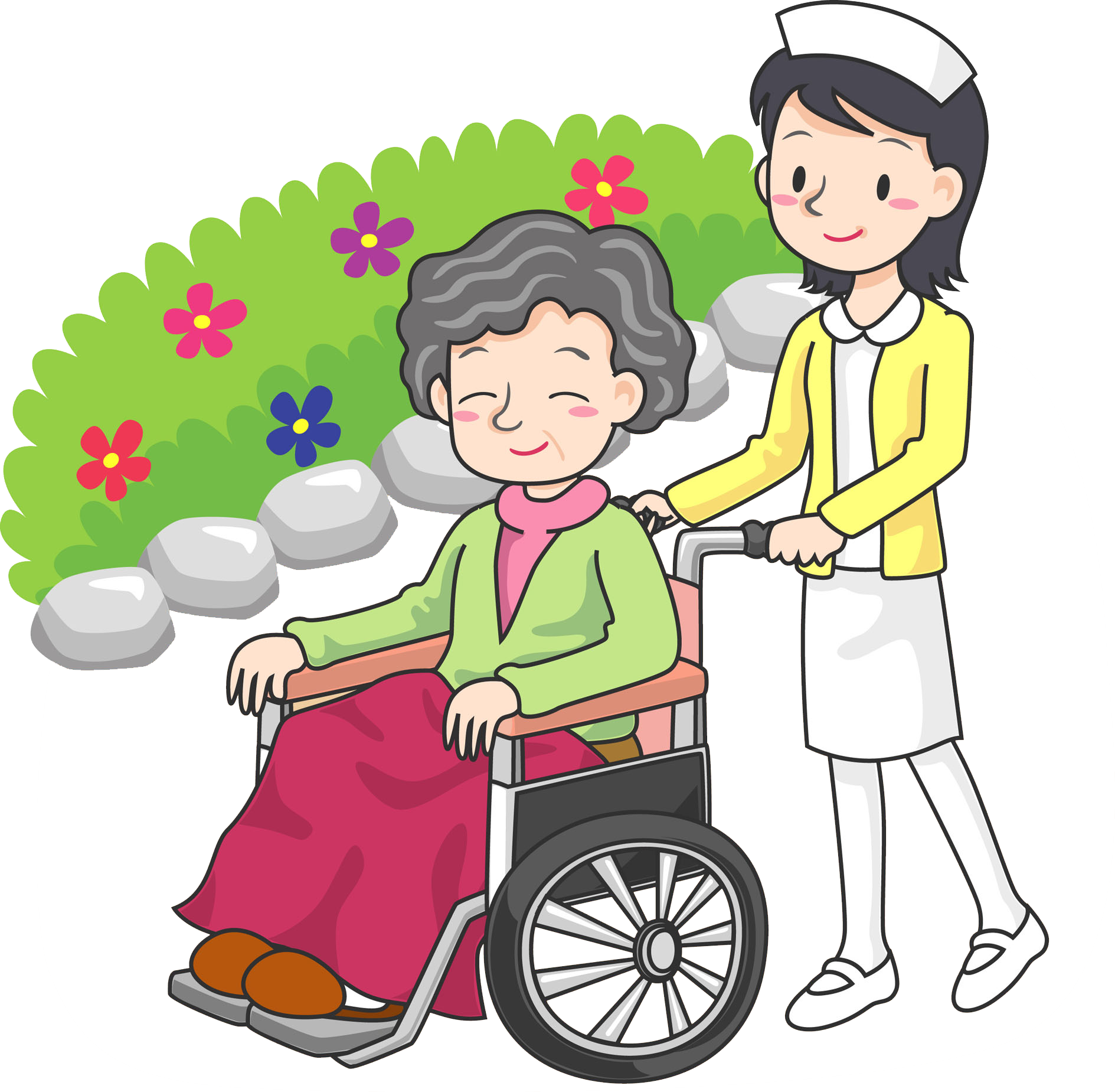 The Nurse Pushed The Wheelchair Man For A Walk - Wheelchair (1889x1849)