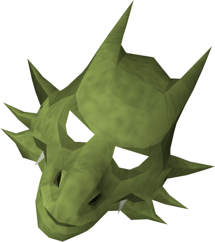 Green Dragon Mask Detail - Runescape Green Dragon Mask (441x498)
